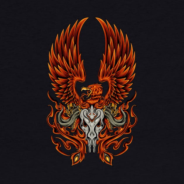 phoenix illustration with skull by AGORA studio